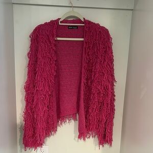 Women's Pink Shaggy Cardigan
